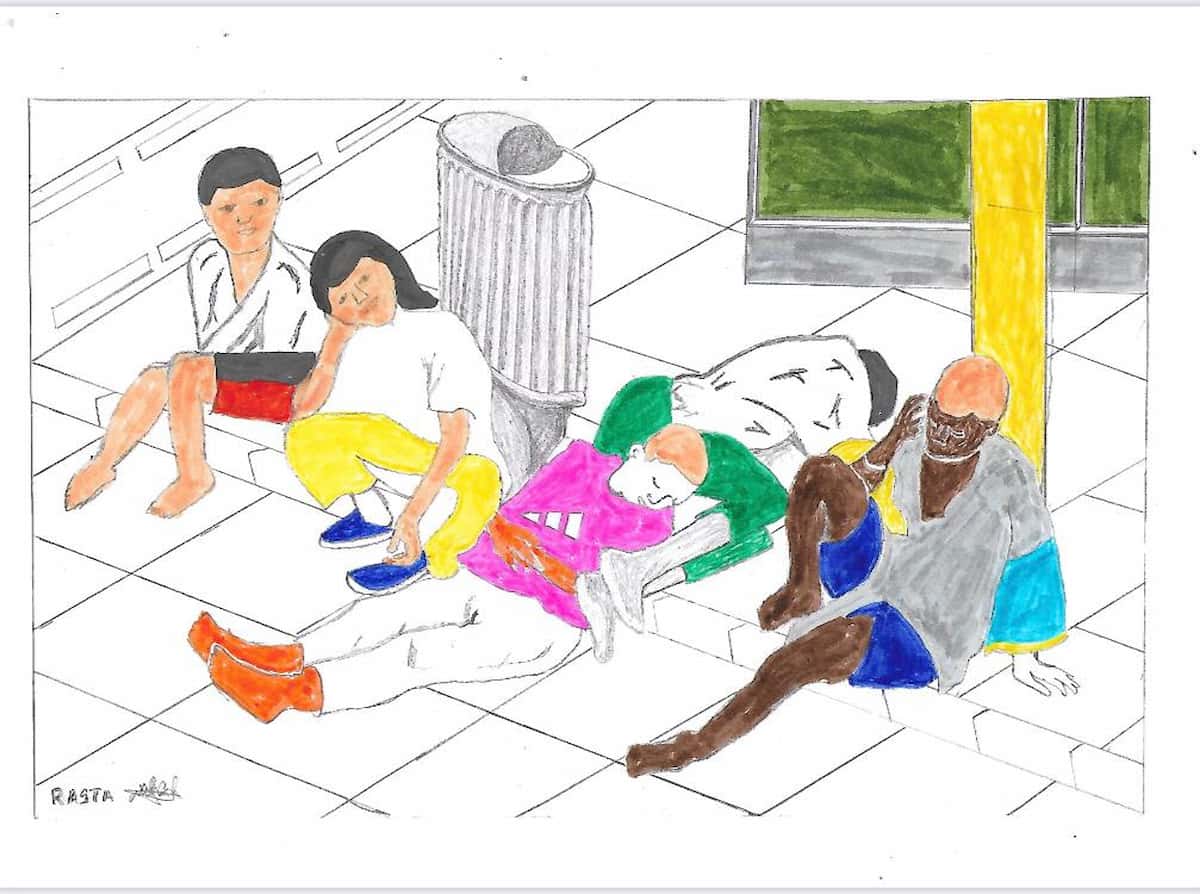 Dessin qui illustre le départ des mineurs isolés de leur pays.