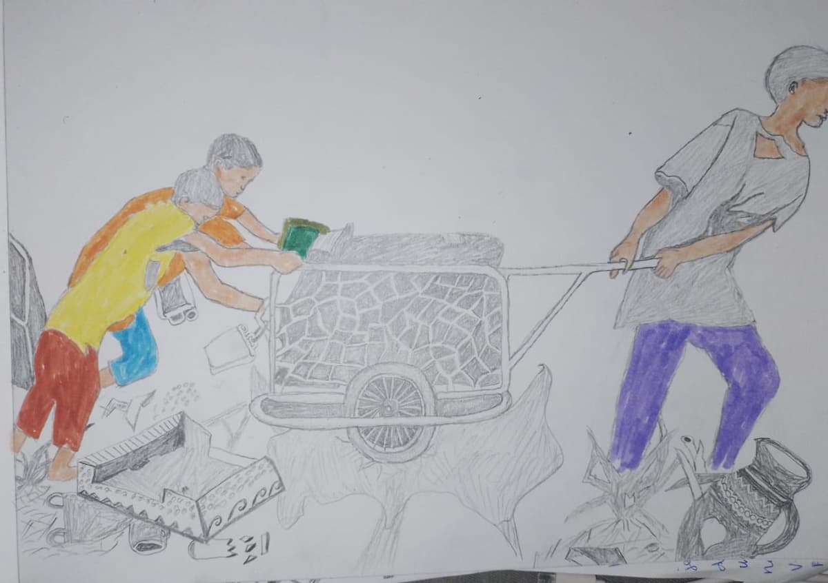 Dessin qui illustre la traversée des mineurs isolés dans la Méditerranée.